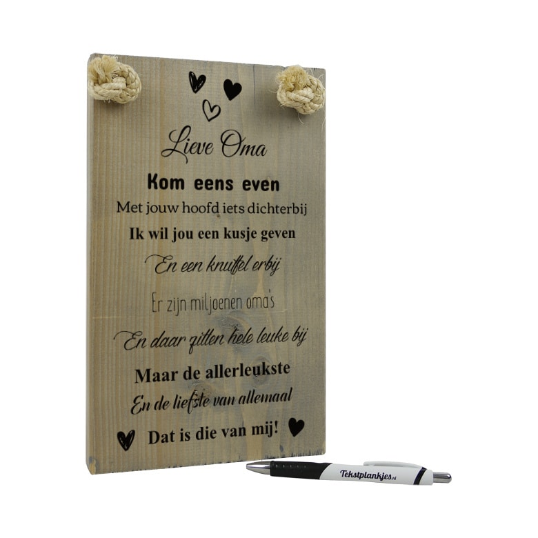 Wonderbaarlijk Origineel cadeau voor jouw Oma | Tekstbord: De liefste oma is die TS-06