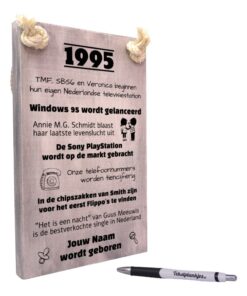 tekst op hout - tekstplankje - tekstbord - origineel cadeau en persoonlijk cadeau man vrouw geboren in 1995