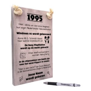 tekst op hout - tekstplankje - tekstbord - origineel cadeau en persoonlijk cadeau man vrouw geboren in 1995