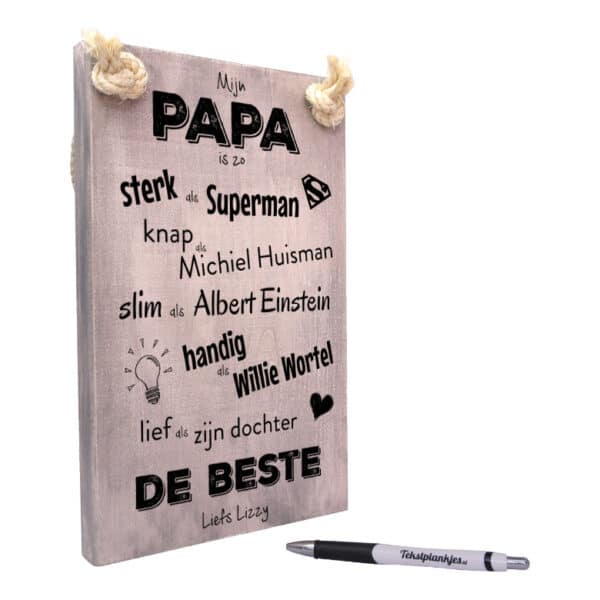 vaderdag cadeau - cadeau papa - tekstbord - tekstplankje - tekst op hout - mijn papa is de beste - dochter
