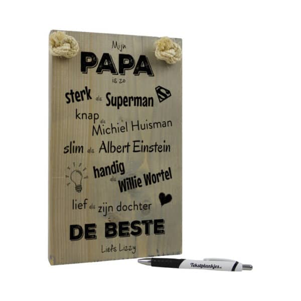 vaderdag cadeau - cadeau papa - tekstbord - tekstplankje - tekst op hout - mijn papa is de beste - dochter - vergrijsd