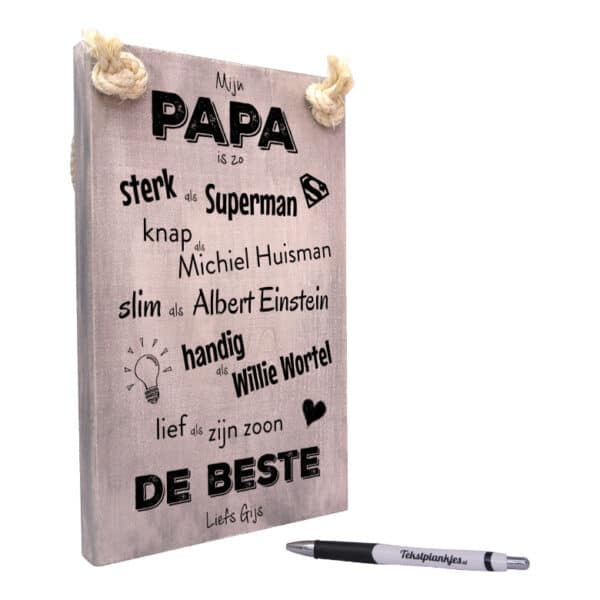 vaderdag cadeau - cadeau papa - tekstbord - tekstplankje - tekst op hout - mijn papa is de beste - zoon