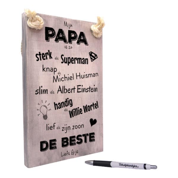 vaderdag cadeau - cadeau papa - tekstbord - tekstplankje - tekst op hout - mijn papa is de beste - zoon