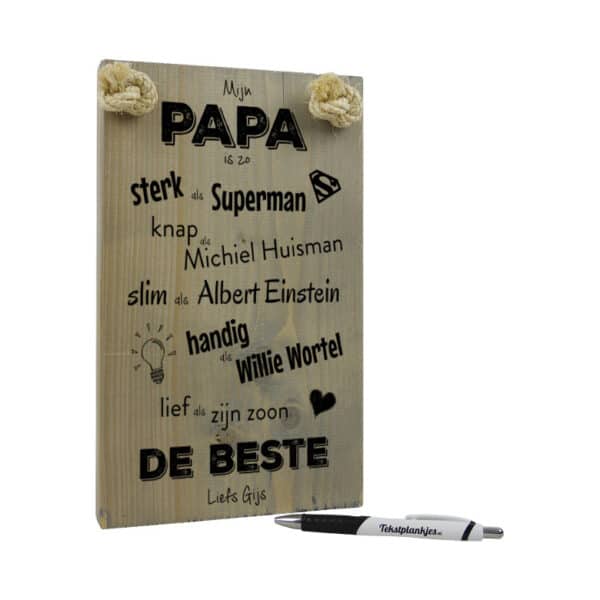 vaderdag cadeau - cadeau papa - tekstbord - tekstplankje - tekst op hout - mijn papa is de beste - zoon - vergrijsd