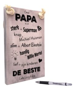 vaderdag cadeau - cadeau papa - tekstbord - tekstplankje - tekst op hout - onze papa is de beste