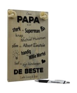 vaderdag cadeau - cadeau papa - tekstbord - tekstplankje - tekst op hout - onze papa is de beste - vergrijsd