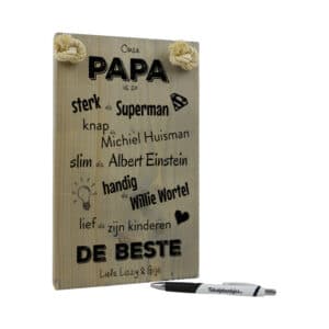 vaderdag cadeau - cadeau papa - tekstbord - tekstplankje - tekst op hout - onze papa is de beste - vergrijsd