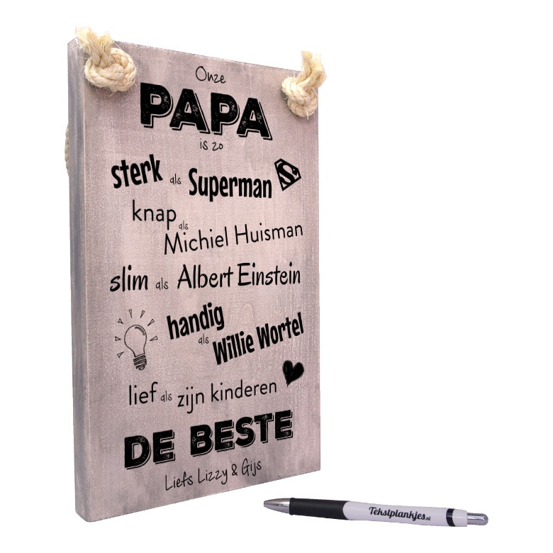 vaderdag cadeau - cadeau papa - tekstbord - tekstplankje - tekst op hout - onze papa is de beste