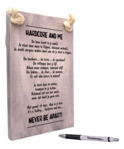 hardcore and me - origineel cadeau - tekstplankje - tekst op hout - tekstbord