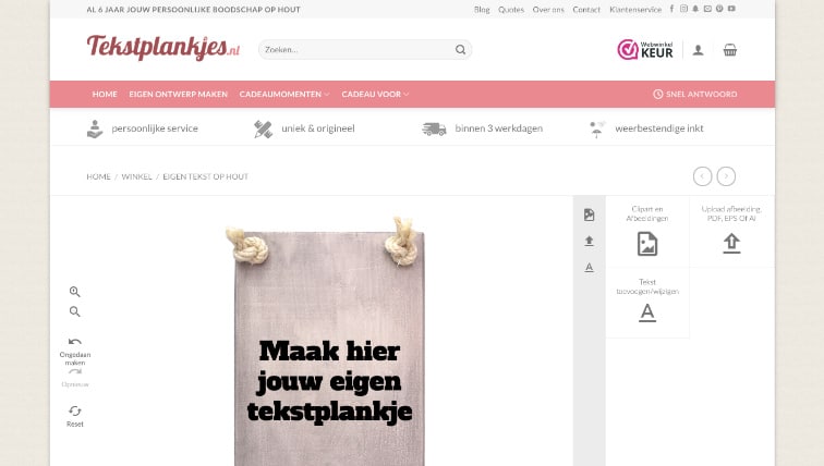 ontwerp je eigen tekstplankje en maak je eigen origineel gepersonaliseerd cadeau