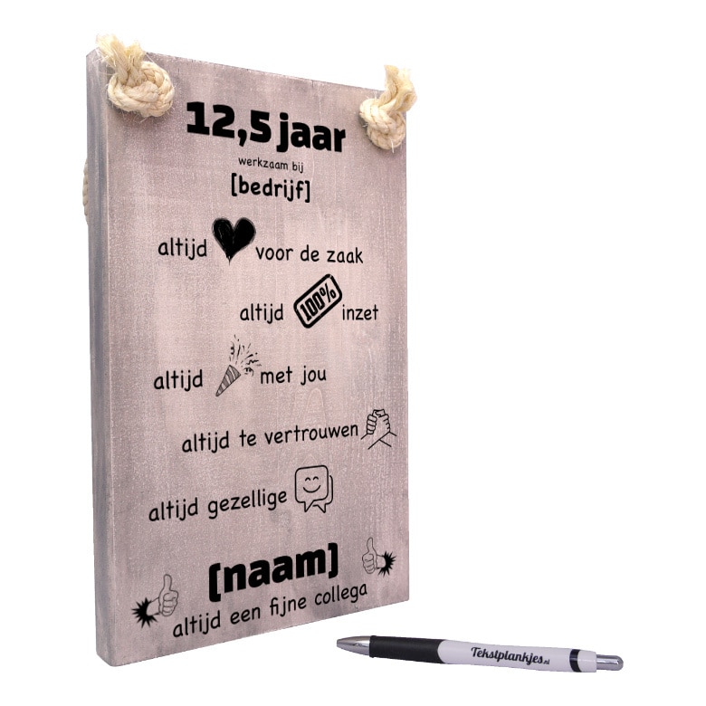 Gepersonaliseerd cadeau 12,5 jaar in dienst