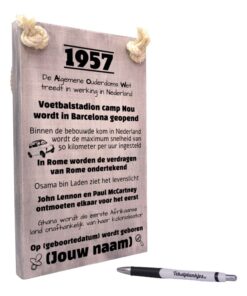 gepersonaliseerd verjaardagscadeau - origineel cadeau en persoonlijk cadeau man vrouw geboren in 1957