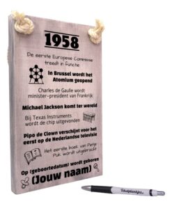 gepersonaliseerd verjaardagscadeau - origineel cadeau en persoonlijk cadeau man vrouw geboren in 1958