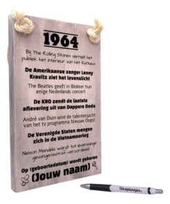 gepersonaliseerd verjaardagscadeau - origineel cadeau en persoonlijk cadeau man vrouw geboren in 1964