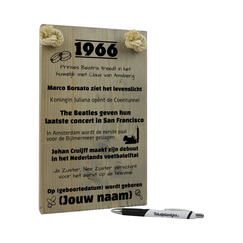 tijdelijk Hoe Prijs Gepersonaliseerd verjaardagscadeau 1966 inclusief naam jarige