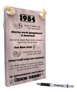 gepersonaliseerd verjaardagscadeau - origineel cadeau en persoonlijk cadeau man vrouw geboren in 1984