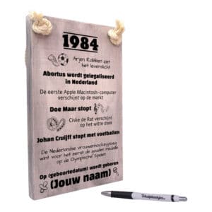 gepersonaliseerd verjaardagscadeau - origineel cadeau en persoonlijk cadeau man vrouw geboren in 1984