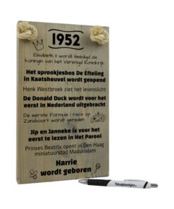 gepersonaliseerd verjaardagscadeau origineel cadeau geboren in 1952