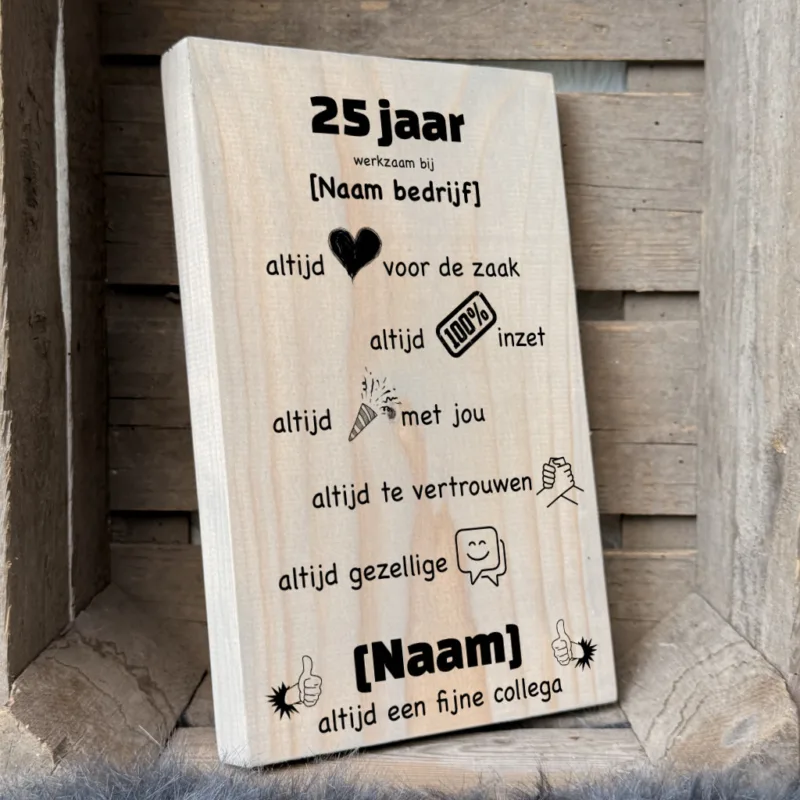 persoonlijk cadeau 25 jaar in dienst cadeau werknemer cadeau collega