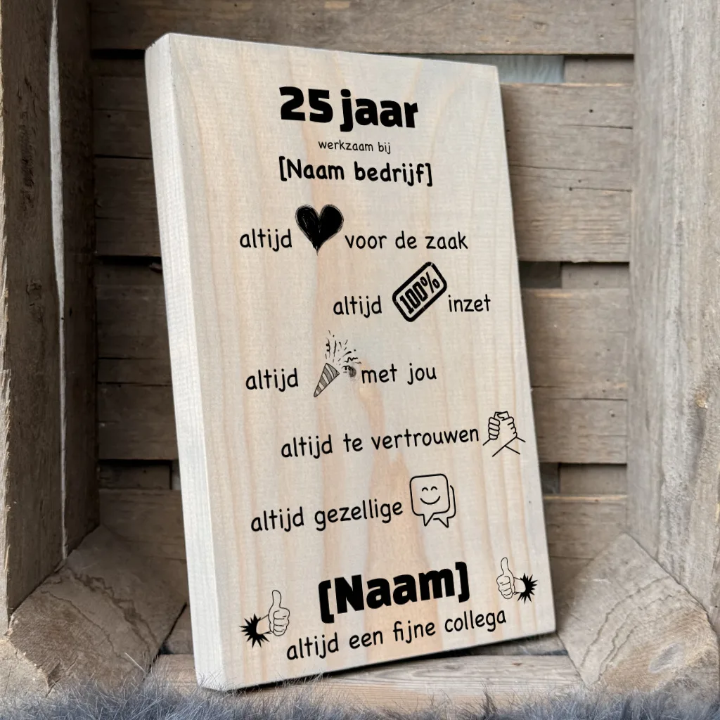 persoonlijk cadeau 25 jaar in dienst cadeau werknemer cadeau collega