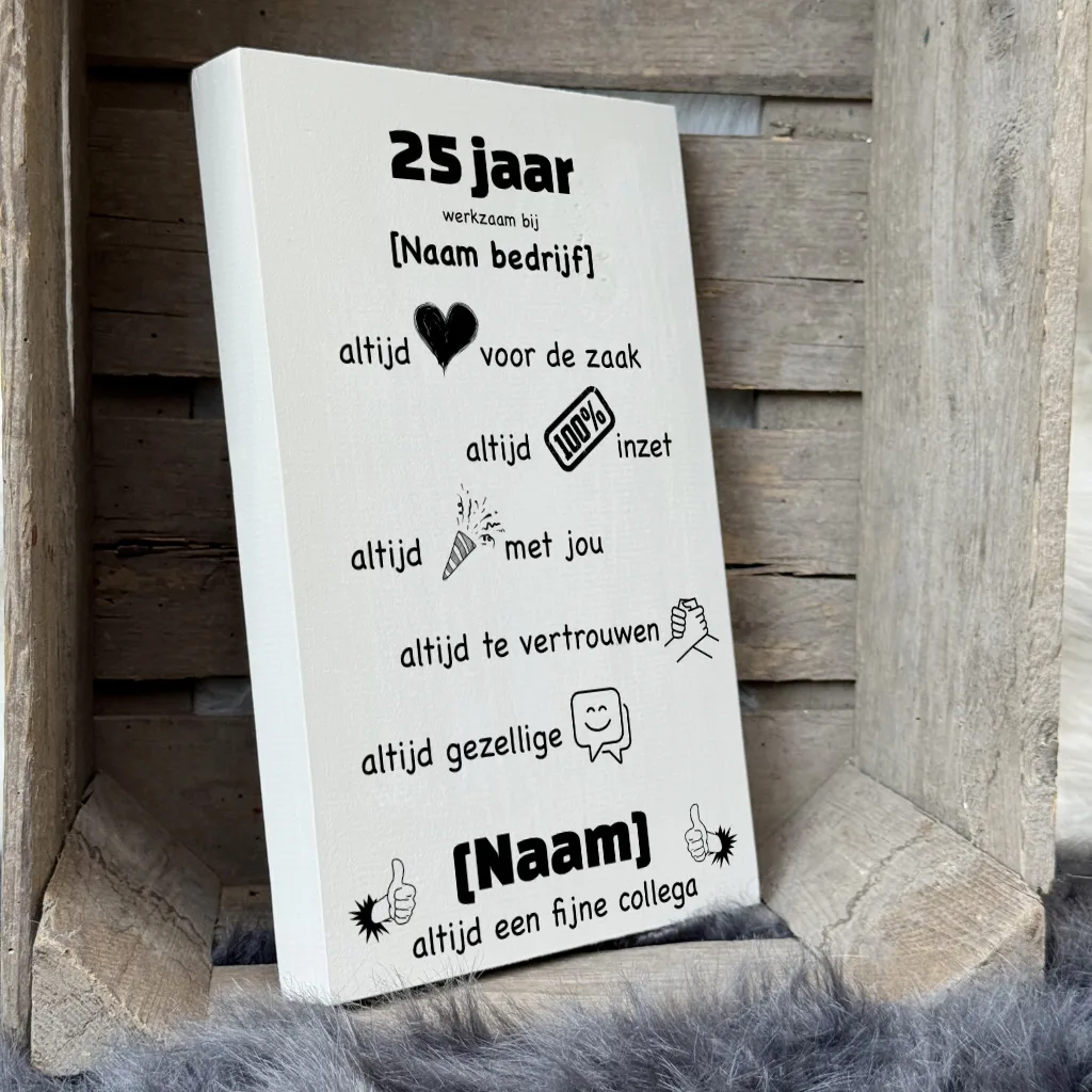 persoonlijk cadeau 25 jaar in dienst cadeau werknemer cadeau collega