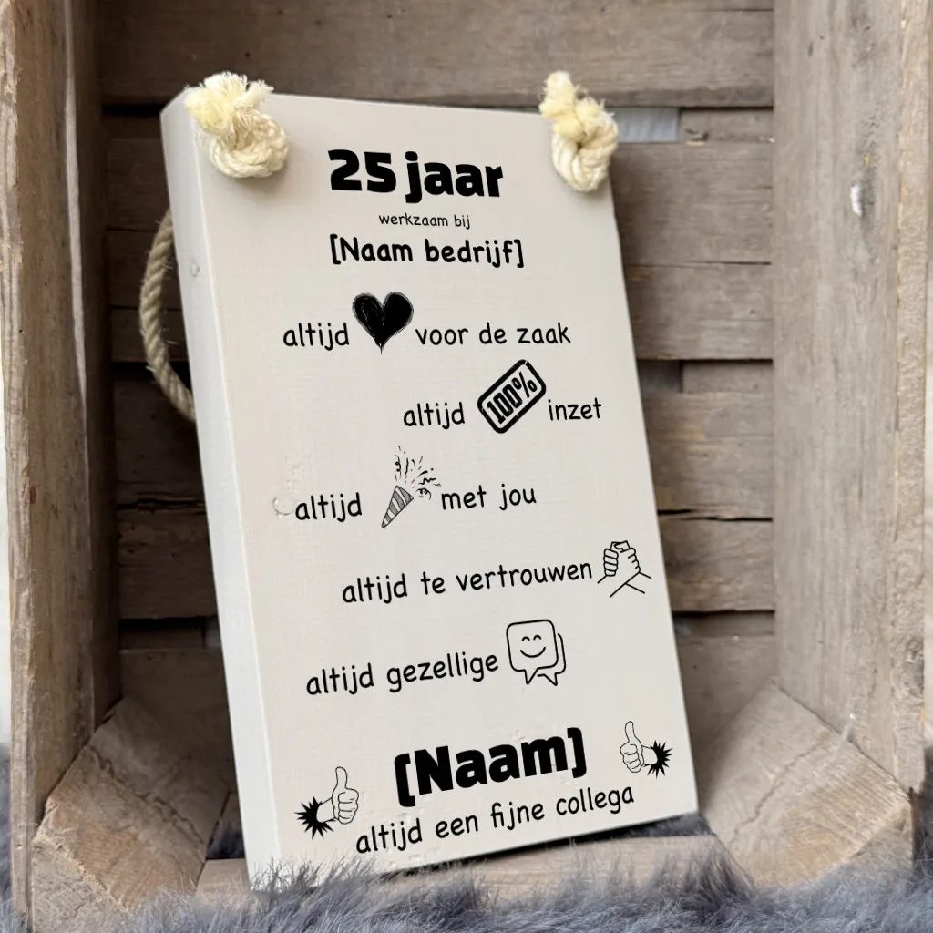 persoonlijk cadeau 25 jaar in dienst cadeau werknemer cadeau collega