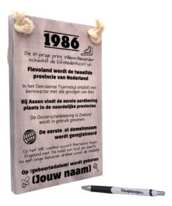 gepersonaliseerd verjaardagscadeau - origineel cadeau en persoonlijk cadeau man vrouw geboren in 1986