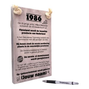 gepersonaliseerd verjaardagscadeau - origineel cadeau en persoonlijk cadeau man vrouw geboren in 1986