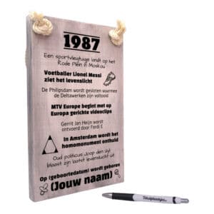 gepersonaliseerd verjaardagscadeau - origineel cadeau en persoonlijk cadeau man vrouw geboren in 1987