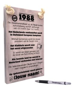 gepersonaliseerd verjaardagscadeau - origineel cadeau en persoonlijk cadeau man vrouw geboren in 1988