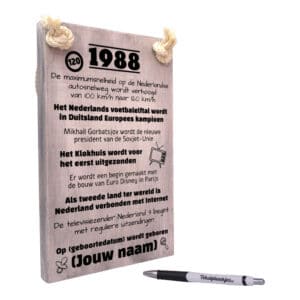 gepersonaliseerd verjaardagscadeau - origineel cadeau en persoonlijk cadeau man vrouw geboren in 1988