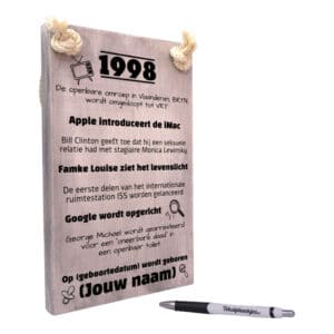 gepersonaliseerd verjaardagscadeau - origineel cadeau en persoonlijk cadeau man vrouw geboren in 1998