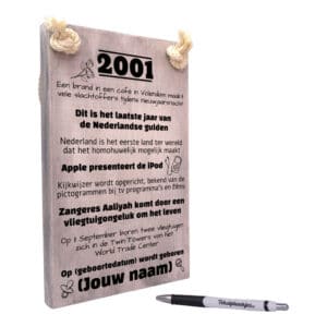 gepersonaliseerd verjaardagscadeau - origineel cadeau en persoonlijk cadeau man vrouw geboren in 2001
