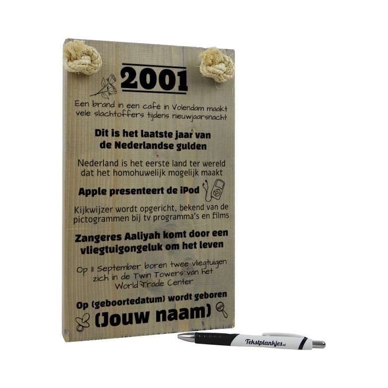 Gepersonaliseerd verjaardagscadeau 2001 naam