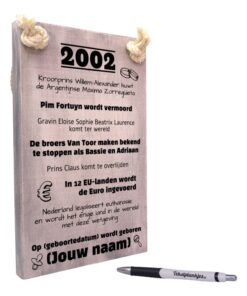 gepersonaliseerd verjaardagscadeau - origineel cadeau en persoonlijk cadeau man vrouw geboren in 2002