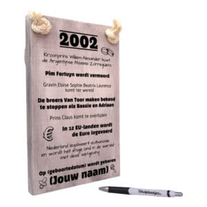gepersonaliseerd verjaardagscadeau - origineel cadeau en persoonlijk cadeau man vrouw geboren in 2002