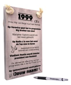 gepersonaliseerd verjaardagscadeau - origineel cadeau en persoonlijk cadeau man vrouw geboren in 1999
