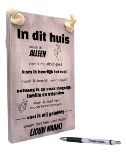 origineel cadeau gepersonaliseerd cadeau alleenwonend alleen wonend housewarming cadeau - in dit huis woon ik alleen