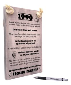 gepersonaliseerd verjaardagscadeau - origineel cadeau en persoonlijk cadeau man vrouw geboren in 1990