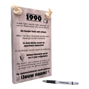 gepersonaliseerd verjaardagscadeau - origineel cadeau en persoonlijk cadeau man vrouw geboren in 1990