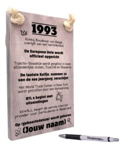 gepersonaliseerd verjaardagscadeau - origineel cadeau en persoonlijk cadeau man vrouw geboren in 1993