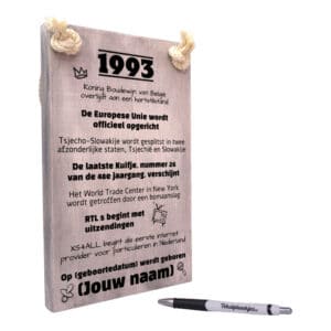 gepersonaliseerd verjaardagscadeau - origineel cadeau en persoonlijk cadeau man vrouw geboren in 1993