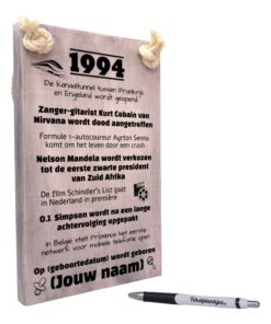 gepersonaliseerd verjaardagscadeau - origineel cadeau en persoonlijk cadeau man vrouw geboren in 1994