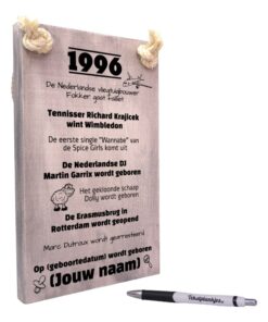 gepersonaliseerd verjaardagscadeau - origineel cadeau en persoonlijk cadeau man vrouw geboren in 1996