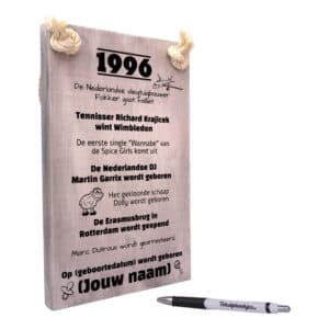 gepersonaliseerd verjaardagscadeau - origineel cadeau en persoonlijk cadeau man vrouw geboren in 1996