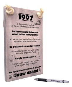 gepersonaliseerd verjaardagscadeau - origineel cadeau en persoonlijk cadeau man vrouw geboren in 1997