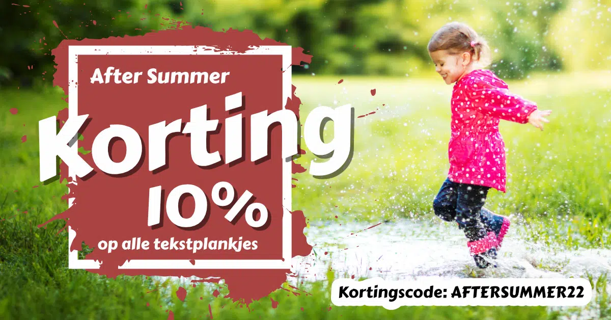 after summer korting tekstplankjes tekstborden gepersonaliseerd