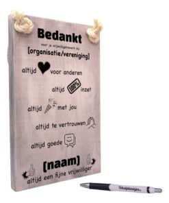 persoonlijk cadeau of bedankje voor vrijwilliger