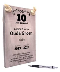 jubileumcadeau 10 jaar getrouwd cadeau - huwelijkscadeau 10 jaar