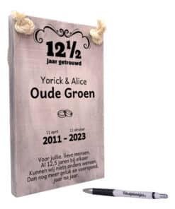 jubileumcadeau 12,5 jaar getrouwd cadeau - huwelijkscadeau 12,5 jaar